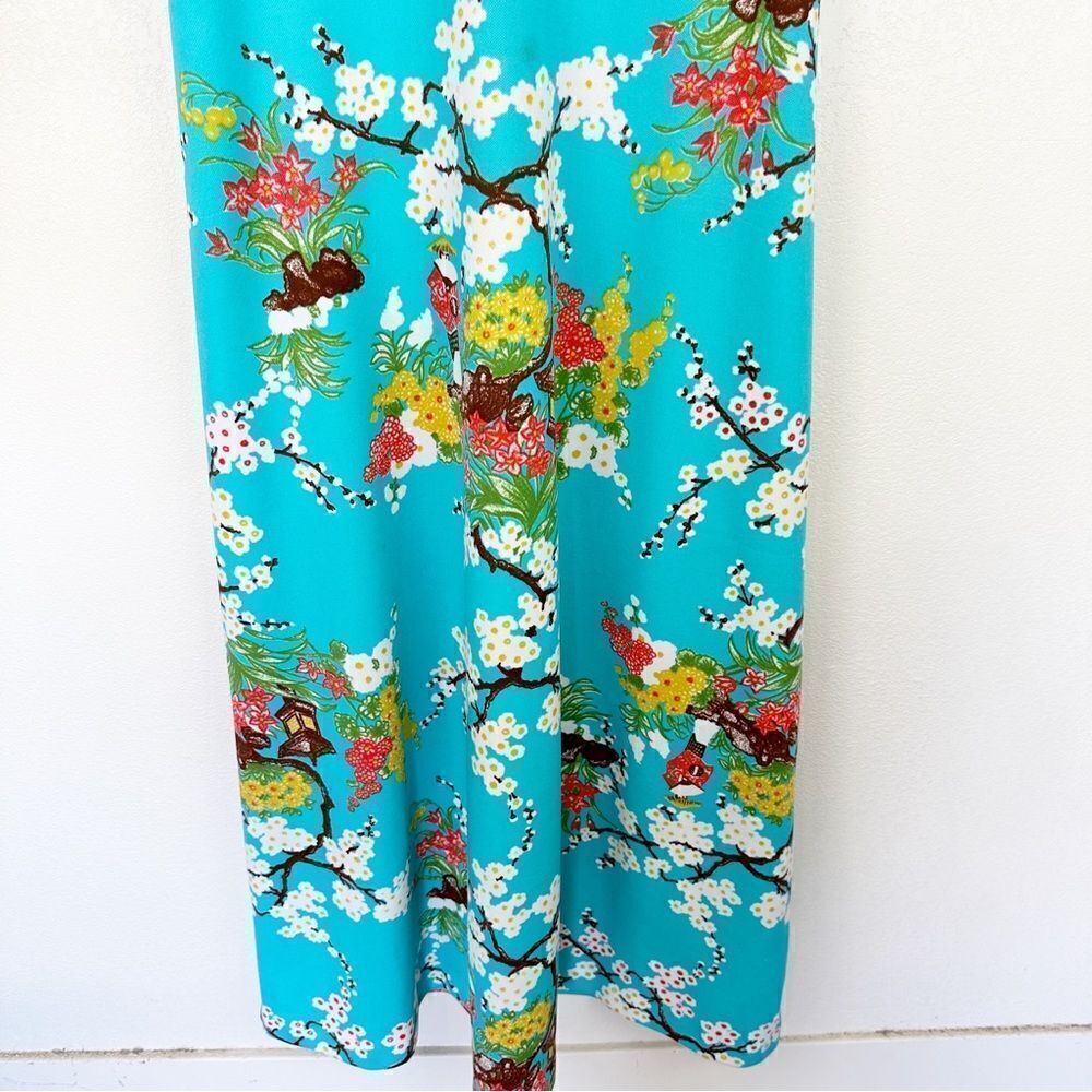 1960s Mod Vintage Oriental Asian Abstract Midi Dress Size 12 - Picture 3 of 12